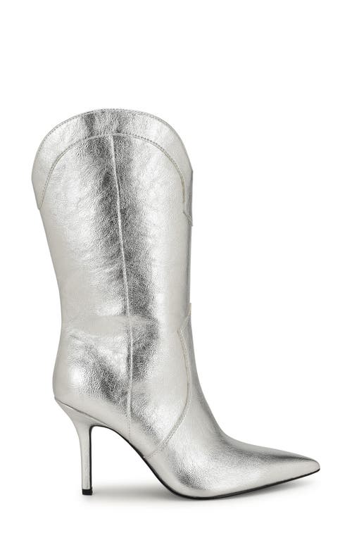 Shop Nine West Grasy Western Boot In Silver