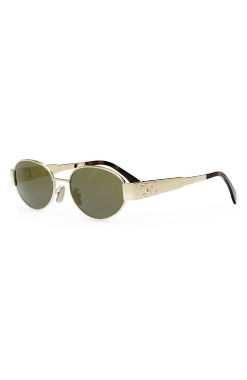 Shop Celine Triomphe 54mm Oval Sunglasses In Shiny Endura Gold/green