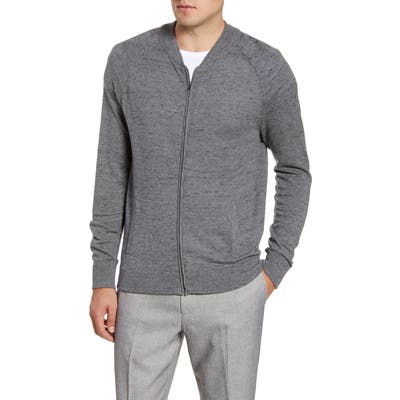 Nordstrom Shop Baseball Zip Cardigan, Grey