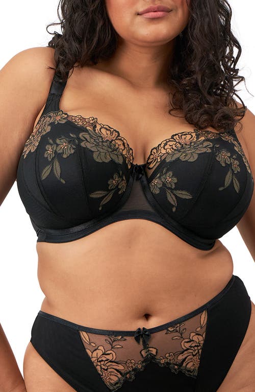 Shop Elomi Teagan Padded Underwire Half Cup Bra In Black/almond