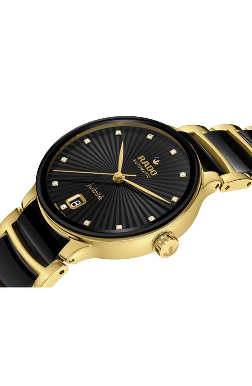 Shop Rado Centrix Automatic Diamond Bracelet Watch, 35mm In Black/gold