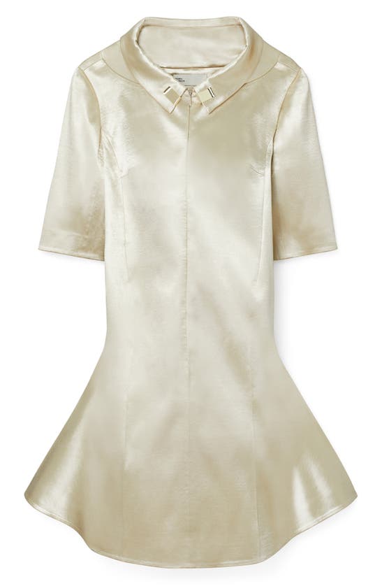 Shop Tory Burch Collared Zip Front Satin Dress In Champagne