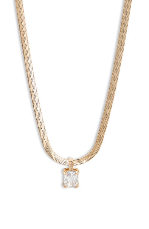 Nordstrom Crystal Pendant Snake Chain Necklace in Clear- Gold at Nordstrom