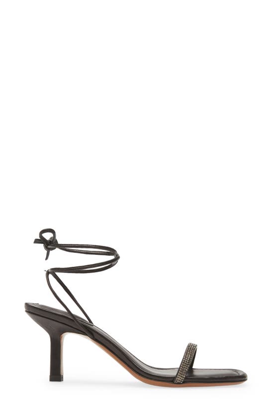 Shop Frame Le Ozzie Ankle Tie Sandal In Noir/ Silver