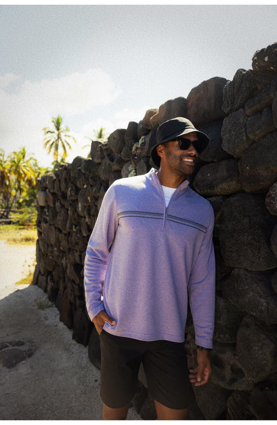 Shop Travismathew Upgraded Chest Stripe Half Zip Pullover In Heather Imperial