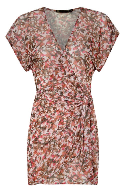 Vix Swimwear Naia Emily Cover-up Wrap Dress In Burgundy Multi