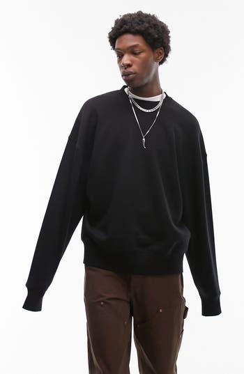 Topman Oversized Sweatshirt In Black