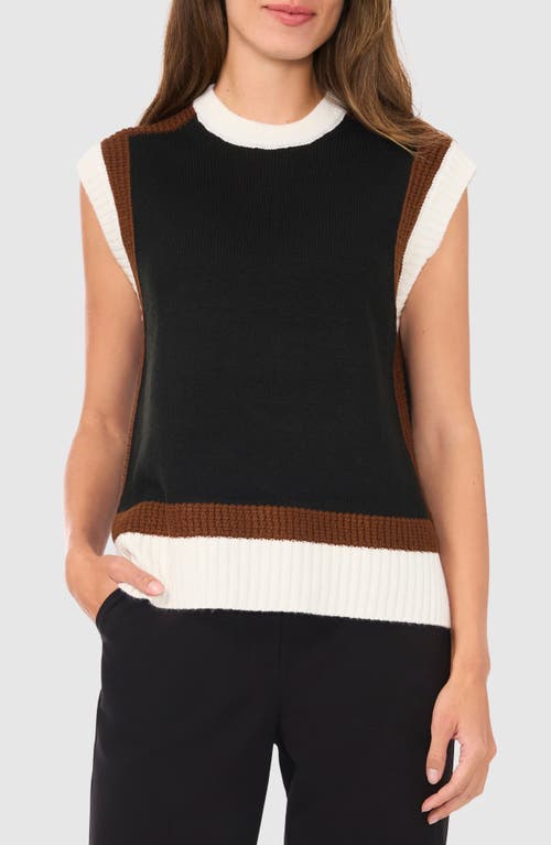 Halogenr Halogen(r) Colorblock Crewneck Sweater Vest In Rich Black