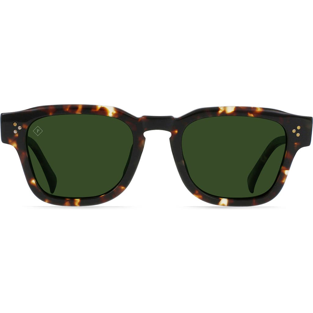 Raen Rece 51mm Polarized Square Sunglasses In Brindle Tortoise/green Polar