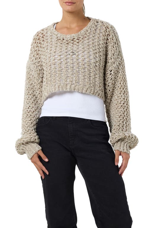 Shop Noisy May Aries Open Stitch Crop Sweater In Tan Aluminum Detail