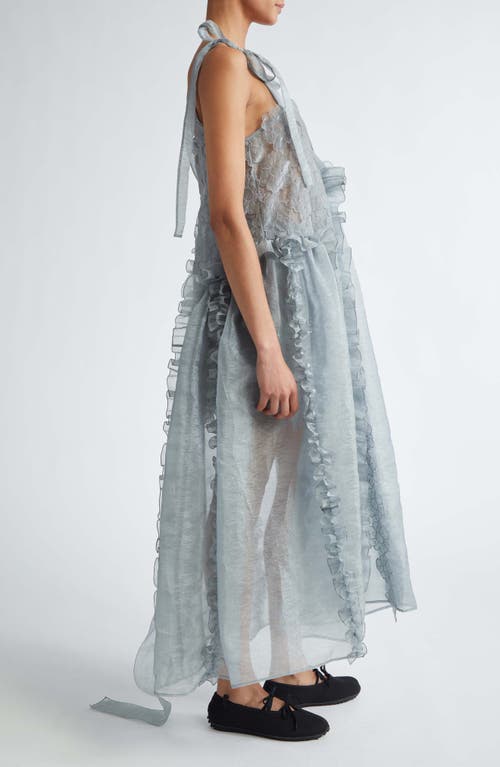 Shop Cecilie Bahnsen Oswald Magnolia Embroidered Organza Dress In Grey