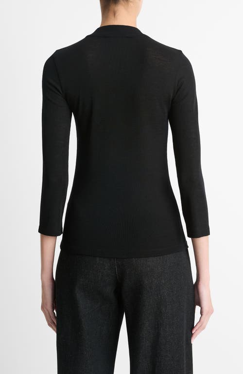 Shop Vince Crewneck Wool Top In Black