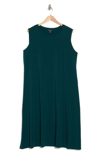 Eileen Fisher Crewneck Jersey Midi Dress In Deep Aegean