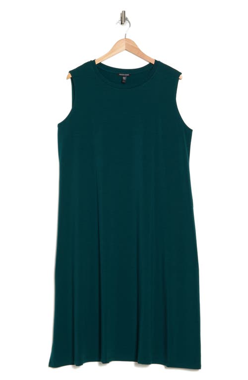 Eileen Fisher Crewneck Jersey Midi Dress In Deep Aegean
