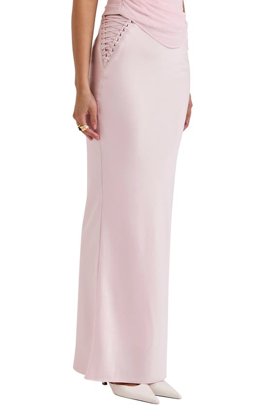 Shop House Of Cb Giuliana Stretch Satin Maxi Skirt In Pinkesque