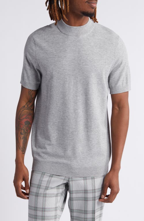 Shop Open Edit Mock Neck Short Sleeve Sweater In Grey Heather