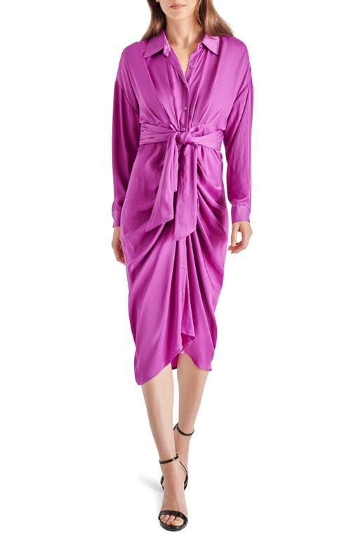 Steve Madden Sula Long Sleeve Shirtdress Magenta Purple at Nordstrom,