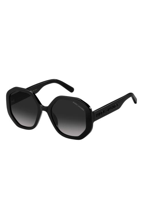Marc Jacobs 53mm Gradient Round Sunglasses In Black/grey Shaded