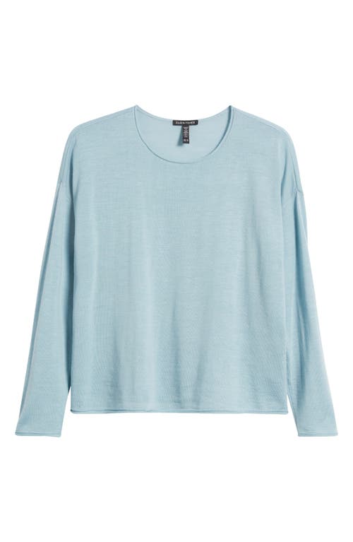 Shop Eileen Fisher Crewneck Wool Sweater In Frost