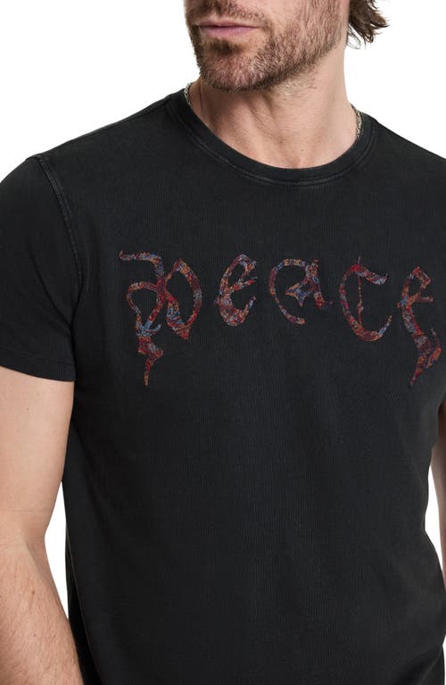 Shop John Varvatos Peace Embroidered Organic Cotton T-shirt In Charcoal