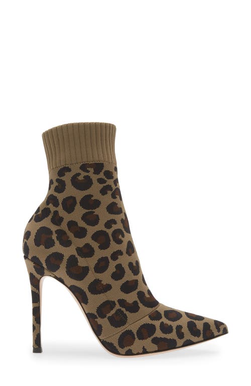 Gianvito Rossi Leopard Print Knit Stretch Bootie In Leopard