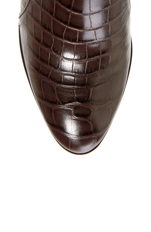 Linea Paolo Kiel Knee High Boot In Brown Crocodile Print Leather