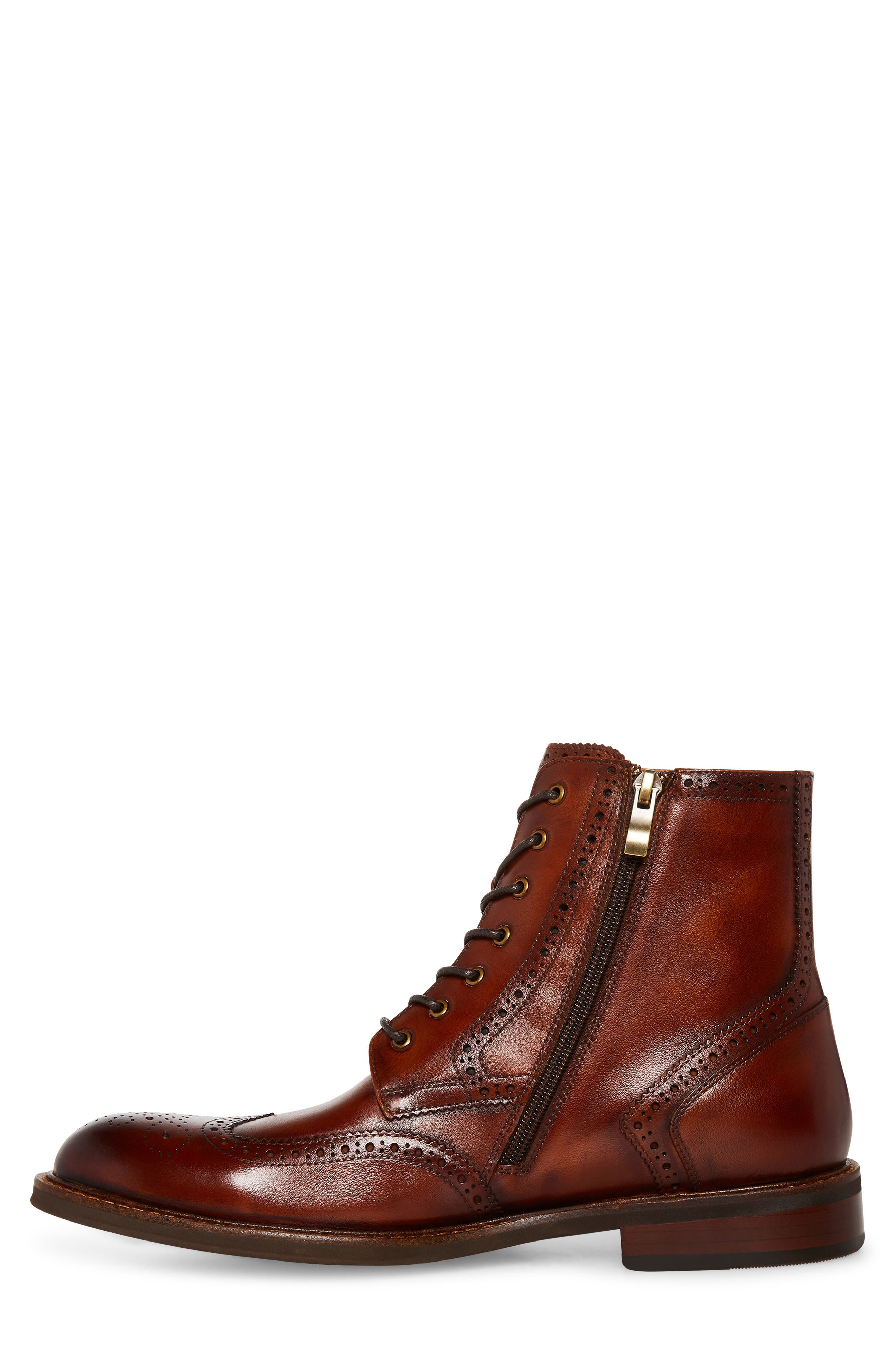 Steve Madden Brown Cognac Leather Lace Up Zip Wingtip Brogue Ankle Boots Size 11 Steve Madden Trenter Boot - Men main image 3