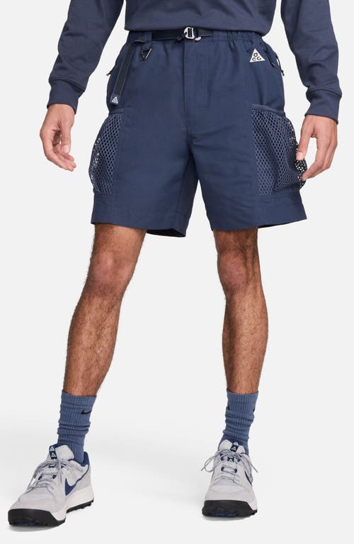 Snowgrass Water Repellent Nylon Cargo Shorts in Thunder Blue/summit White