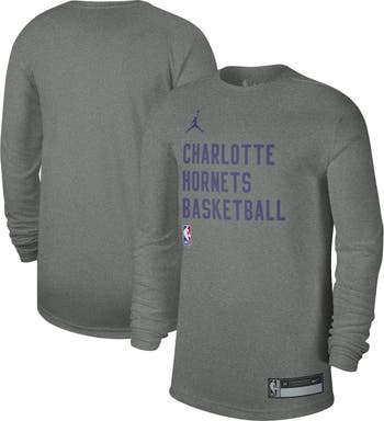 NBA Charlotte Hornets Basketball Short Sleeve Shirt Dark Gray Jordan  Medium-Tall