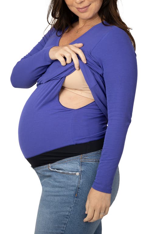 Shop Kindred Bravely Rib V-neck Maternity/nursing Top In Cobalt