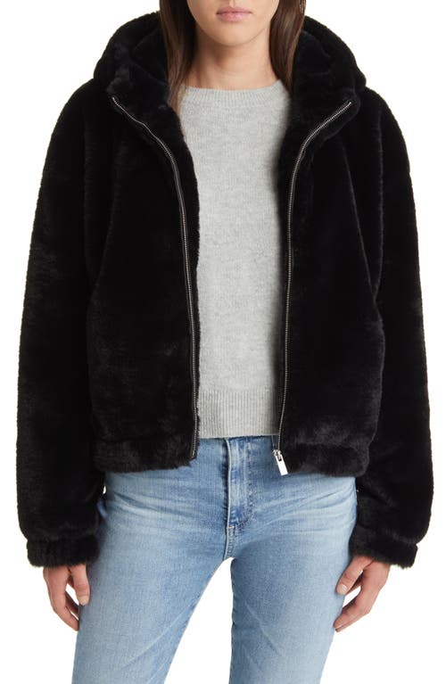 UGG(r) Mandy Faux Fur Hooded Jacket in Tar at Nordstrom, Size Large Regular
