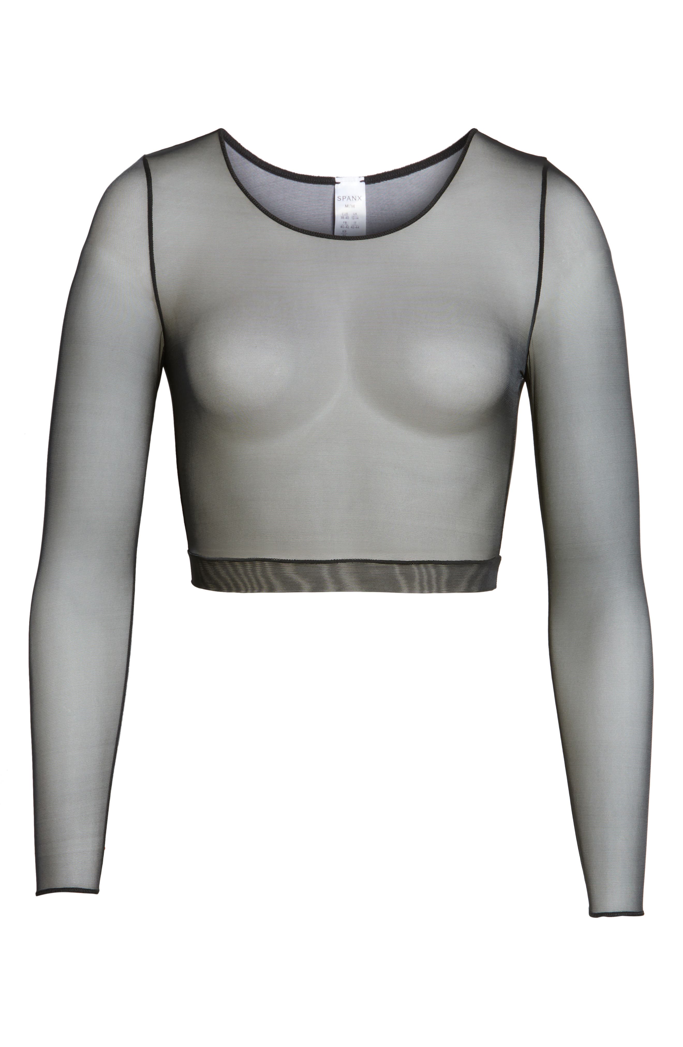 spanx sheer fashion long sleeve crop top