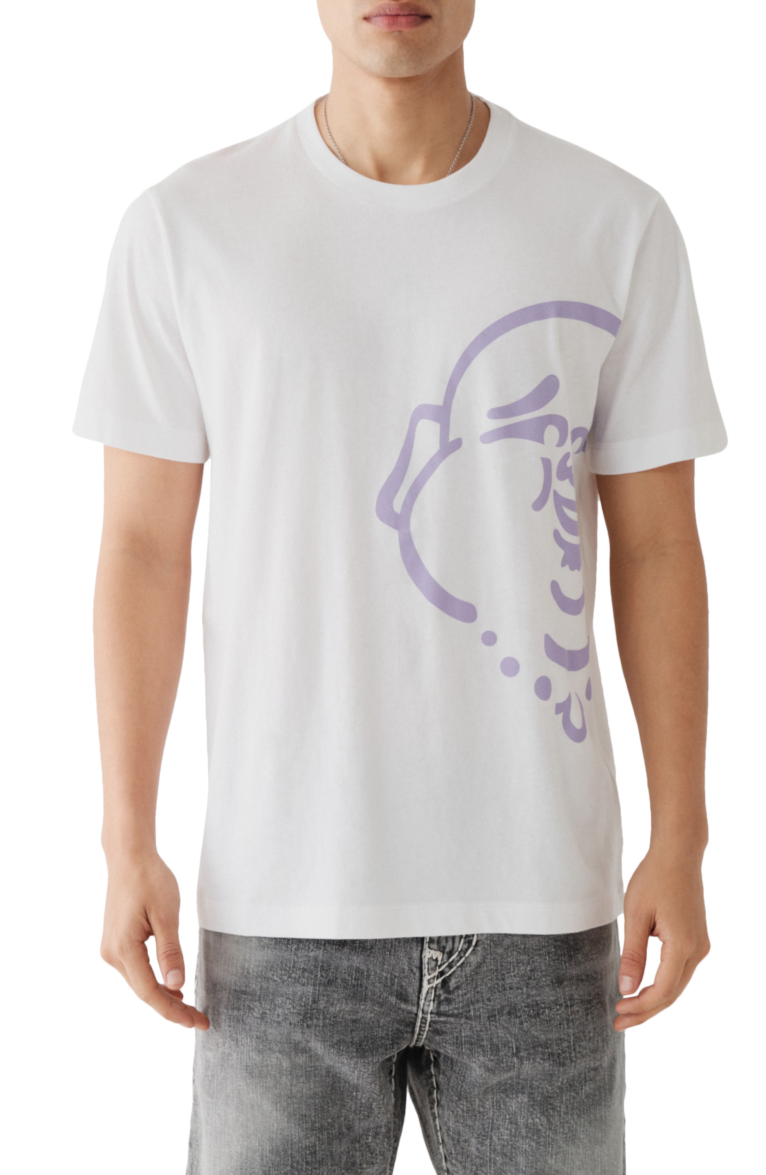 white and purple true religion shirt