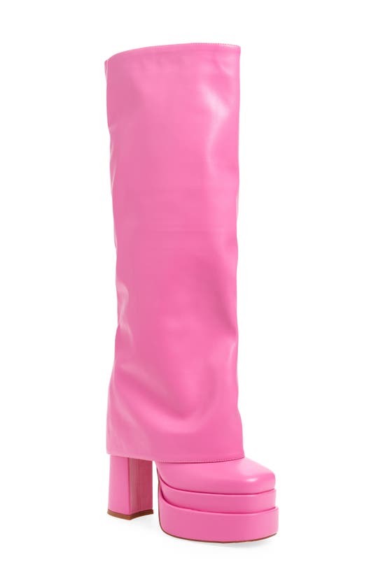 Azalea Wang Invisible Foldover Chunky Bootie In Pink