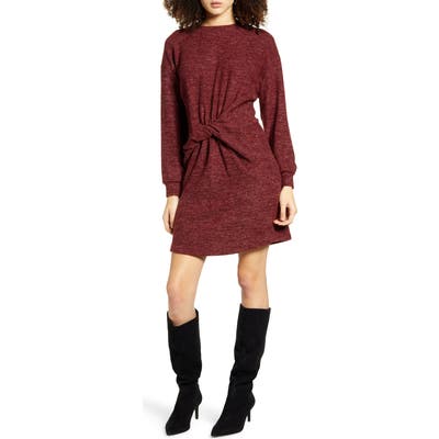 All In Favor Twist Front Sweater Dress, Red