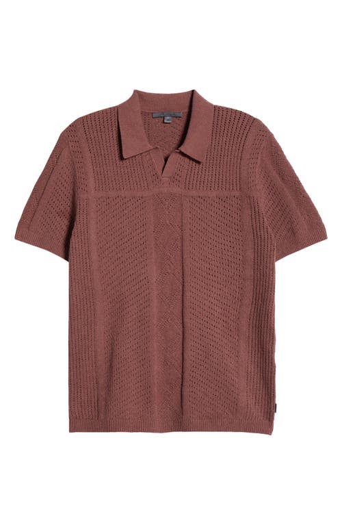 Shop John Varvatos Theo Pointelle Polo Sweater In Mauvewood