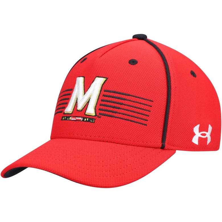 UNDER ARMOUR YOUTH UNDER ARMOUR RED MARYLAND TERRAPINS BLITZING ACCENT PERFORMANCE ADJUSTABLE HAT