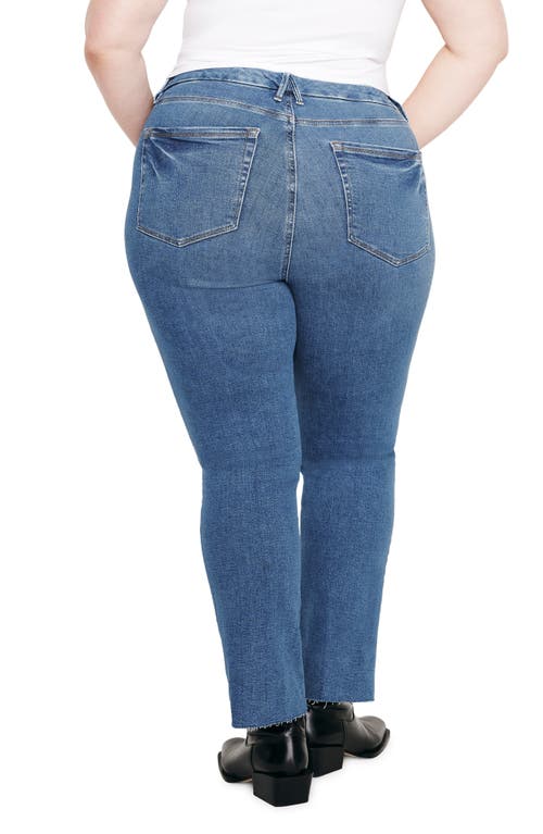 Shop Good American Good Legs Step Hem Ankle Straight Leg Jeans In Indigo397