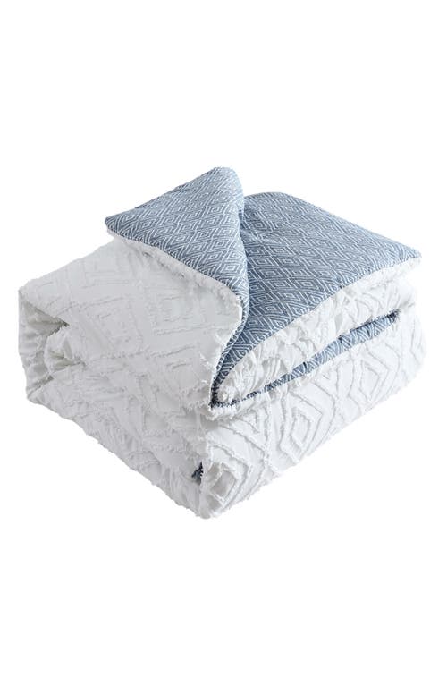 Shop French Connection Hanwell Clipped Jacquard Comforter & Sham Set In White/blue