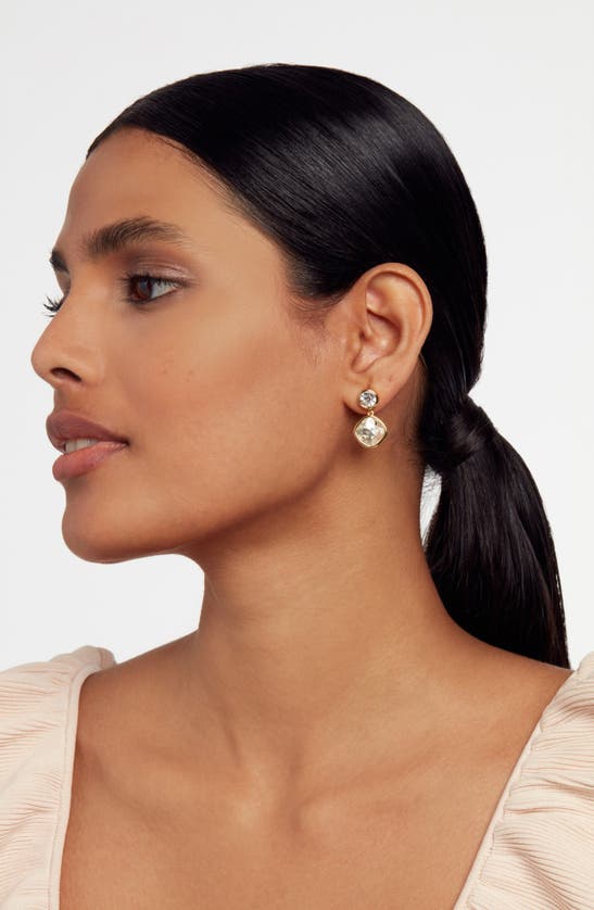 Shop Ted Baker Craset Crystal Drop Earrings In Gold Tone/ Clear Crystal