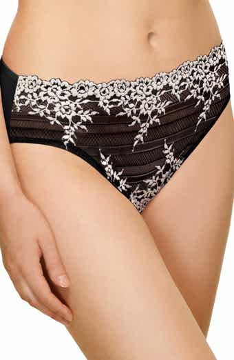 Wacoal Women's B-Smooth Hi-Cut Panty, Black/White/Naturally Nude X