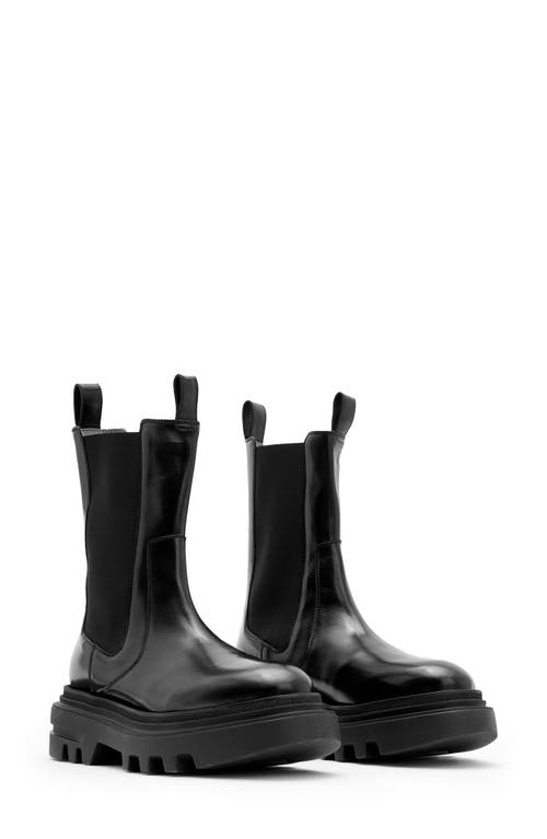 Shop Allsaints Alex Lug Sole Chelsea Boot In Black Shine