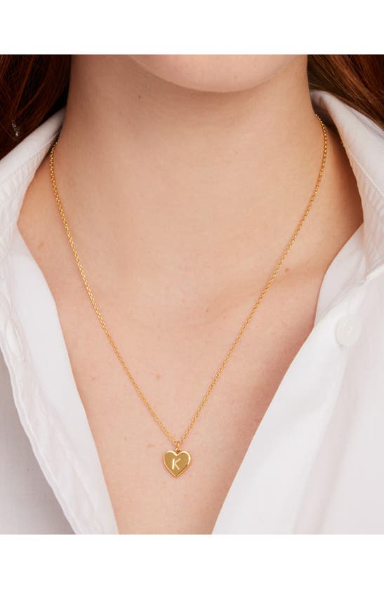 Shop Kate Spade Initial Heart Pendant Necklace In Gold - M