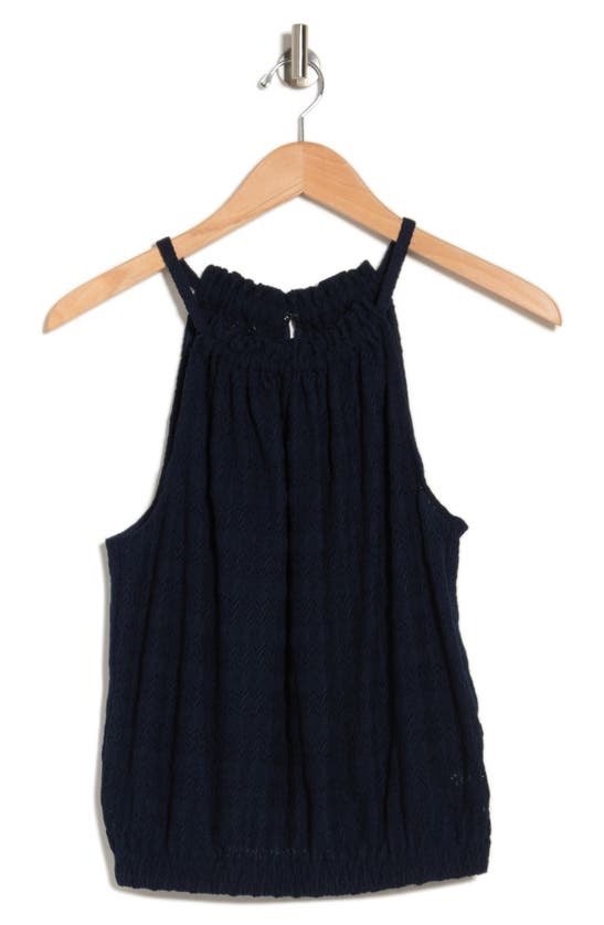 Good Ramy Brook Noah Textured Tank Top Navy New