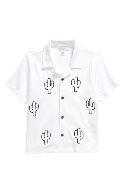 Reiss Kids' Aurora Cactus Camp Shirt In White