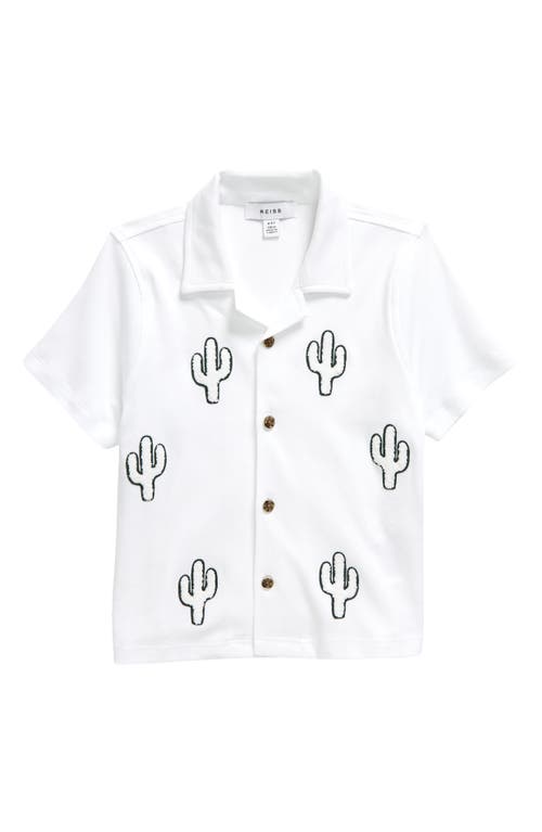 Reiss Kids' Aurora Cactus Camp Shirt White at Nordstrom,