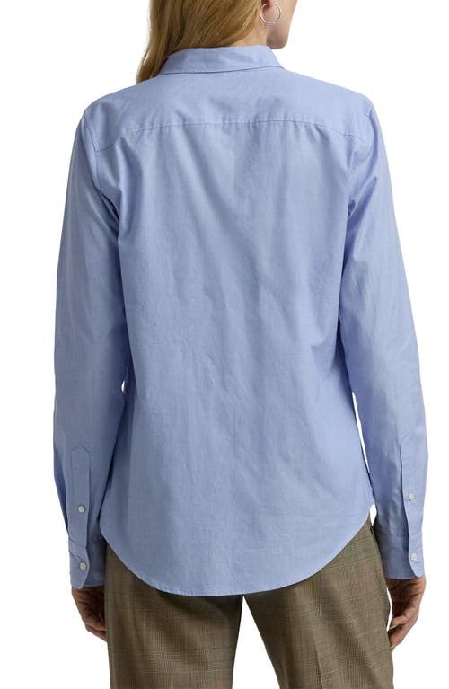 Shop Lauren Ralph Lauren Classic Fit Cotton Shirt In Classic Medium Blue