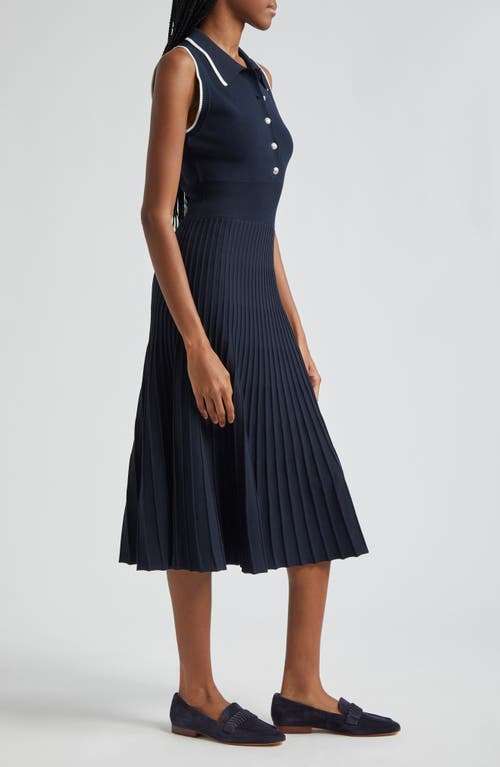 Shop Veronica Beard Meralda Sleeveless Midi Sweater Dress In Navy