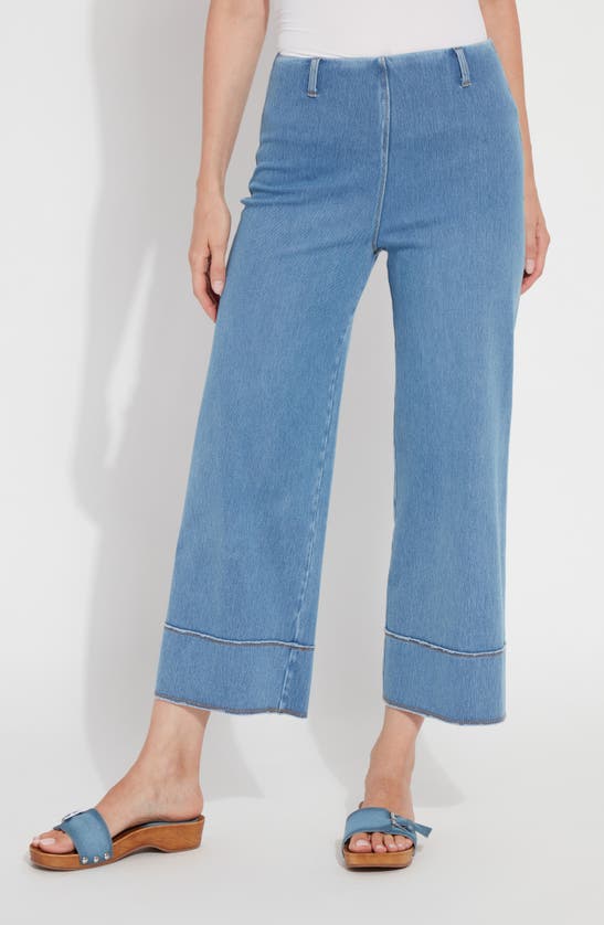 Lyssé Margo Wide Leg Crop Pant In Bleached Blue In Bleached Blue