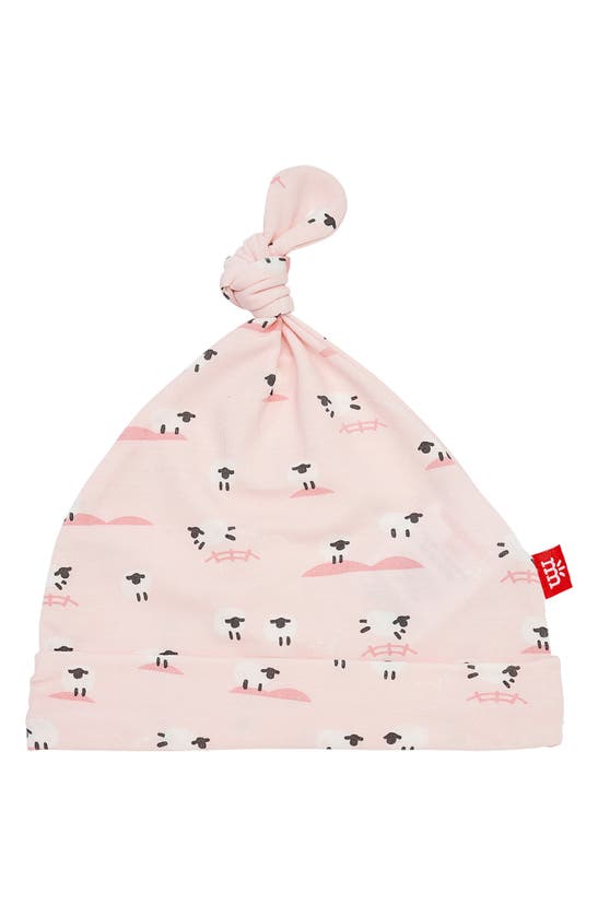 Magnetic Me Baa Baa Sheep Print Knotted Cap In Baa Baa Baby Pink